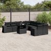 vidaXL Set Divani da Giardino 11 pz con Cuscini in Polyrattan Nero