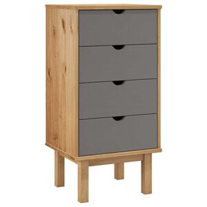 vidaXL Cassettiera OTTA Marrone e Grigio 45x39x90 cm in Legno di Pino