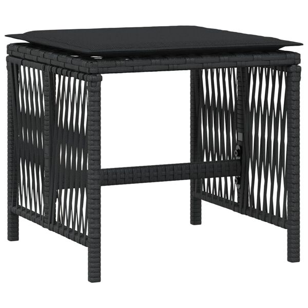 vidaXL Sgabelli da Giardino con Cuscini 4pz Neri 41x41x36cm Polyrattan