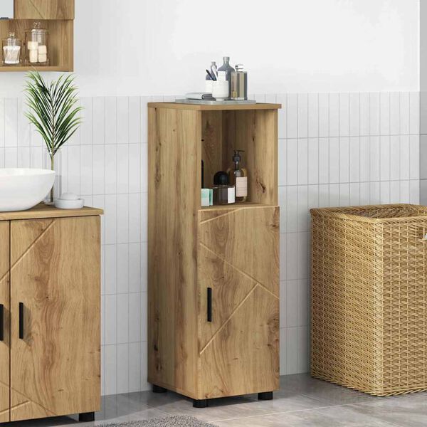 vidaXL Mobile da Bagno con porta Rovere artigianale 30 x 35 x 95 cm