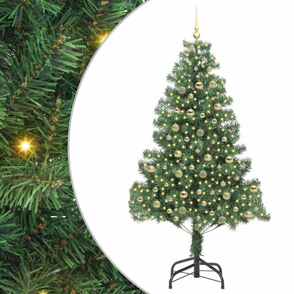 vidaXL Albero di Natale con 300 LED con supporto Verde 210 cm PVC