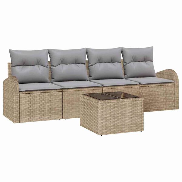 vidaXL Set Divano da Giardino Beige 55 x 55 x 37 cm polyrattan