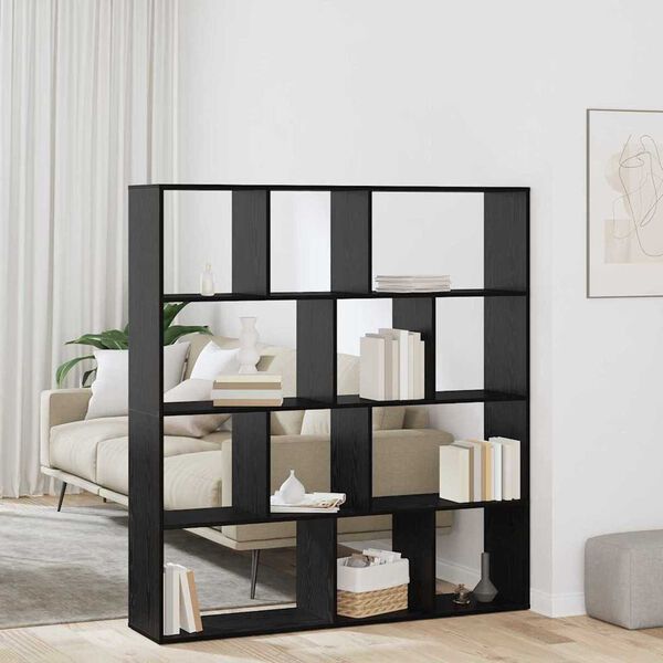 vidaXL Armadio per Libri Rovere Nero 132 x 29 x 141,5 cm