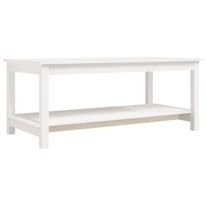 vidaXL Tavolino da Salotto Bianco 110x55x45 cm Legno Massello di Pino