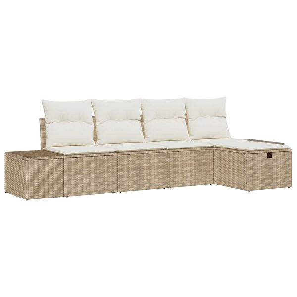 vidaXL Set Divano da Giardino con cuscino 5 pcs Beige polyrattan