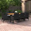 vidaXL Set Mobili da Pranzo per Giardino 9 pz in Polyrattan Nero