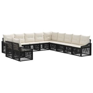 vidaXL Set Divano da Giardino 11 pz Nero polyrattan