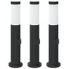 vidaXL Lampioni a palo con presa elettrica 3 pz 50 cm Acciaio Inox IP44