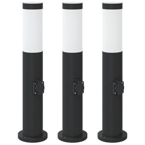 vidaXL Lampioni a palo con presa elettrica 3 pz 50cm Acciaio Inox IP44