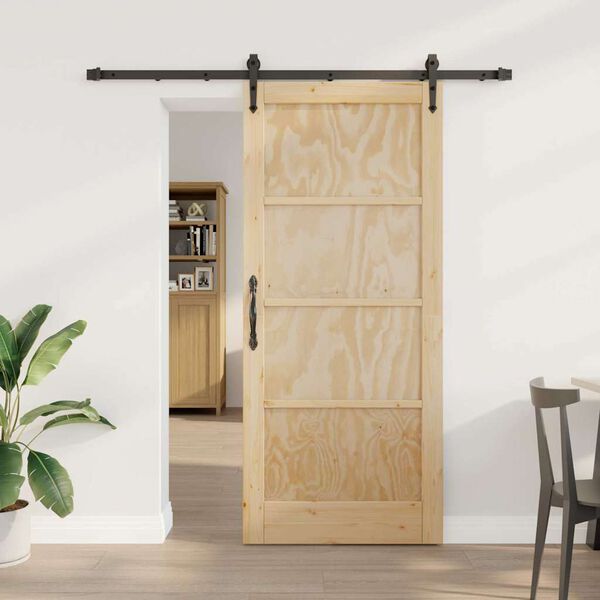 vidaXL Porta scorrevole ORKDAL Marrone 86 x 198,5 cm Pino massello