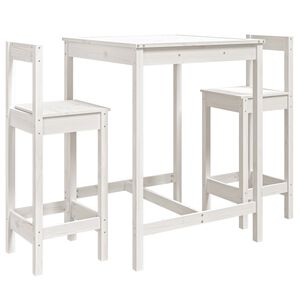 vidaXL Set Bar da Giardino 3 pz Bianco in Legno Massello di Pino
