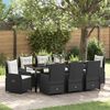 vidaXL Set da Pranzo per Giardino 9 pcs Nero polyrattan