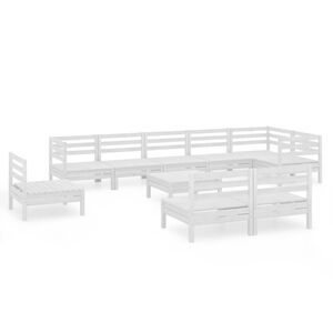 vidaXL Set Salotto da Giardino 10 pz in Legno Massello di Pino Bianco