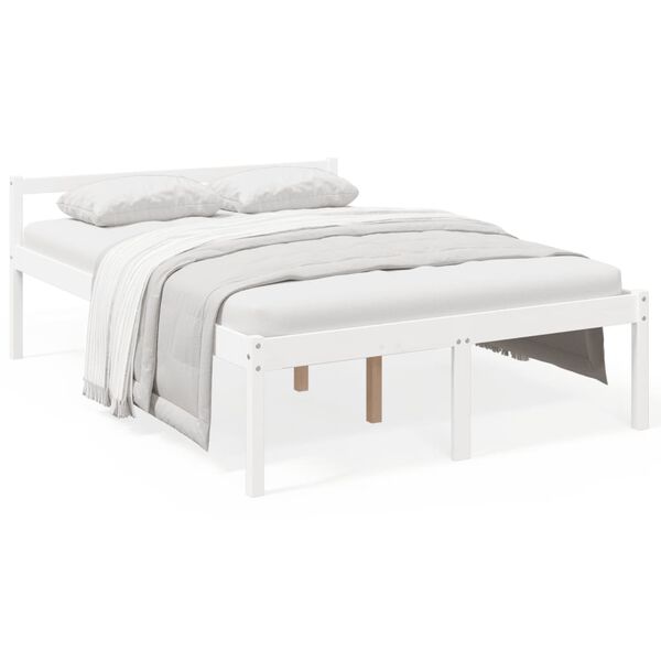 vidaXL Letto per Anziani Bianco 135x190 cm Double in Legno di Pino