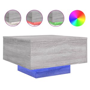 vidaXL Tavolino da Soggiorno con Luci LED Grigio Sonoma 55x55x31 cm