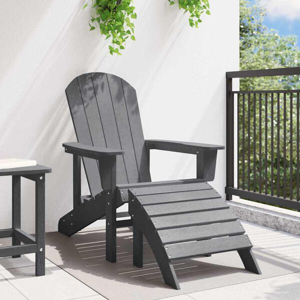 vidaXL Sedia Adirondack Grigio chiaro 82 x 74 x 92 cm HDPE