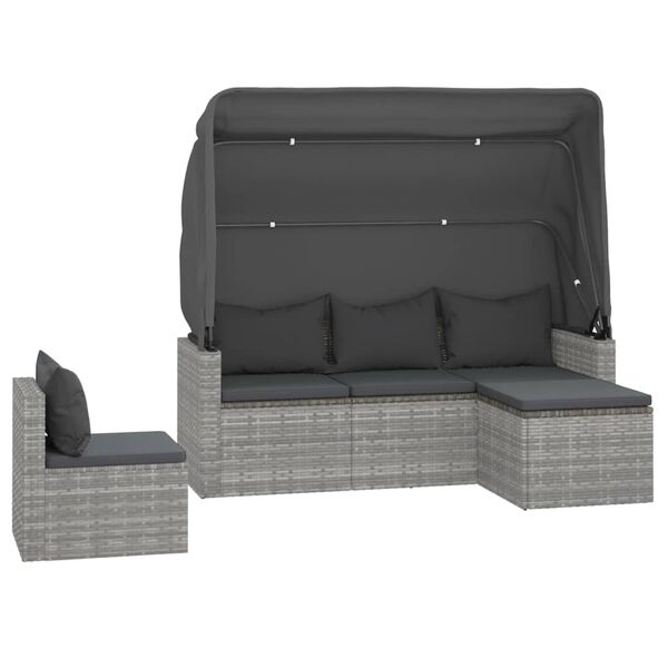 vidaXL Set Divani da Giardino 4 pz con Cuscini in Polyrattan Grigio