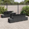 vidaXL Set di divani con cuscino 7 pcs Nero polyrattan