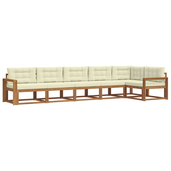 vidaXL Set di divani da esterno con cuscino 6 pcs Naturale e Crema