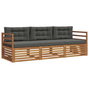 vidaXL Set di divani da esterno 3 pz Naturale e Antracite