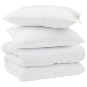 vidaXL Duvet Invernale con cuscino 3 pcs Bianco Microfibra