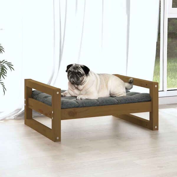 vidaXL Cuccia per Cani Ambra 65,5x50,5x28cm in Legno Massello di Pino