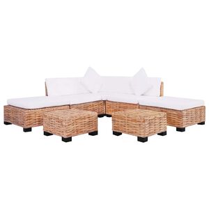 vidaXL Set Divano 18 pz in Rattan Naturale