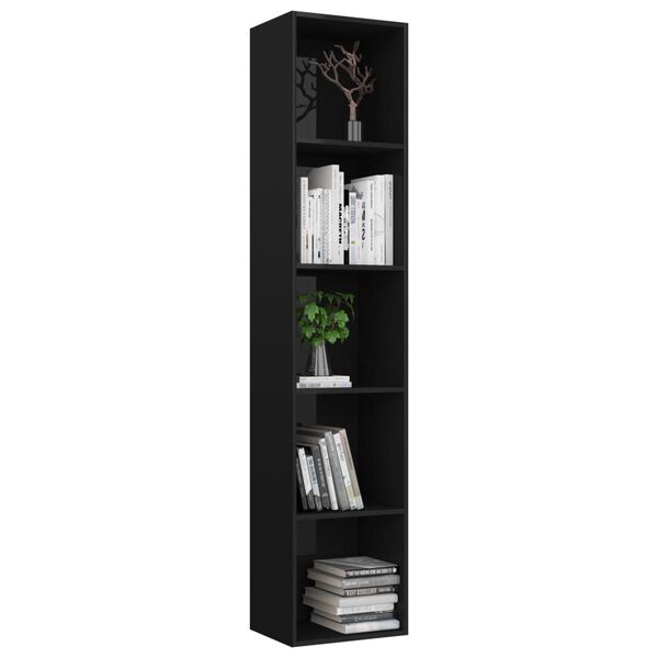 vidaXL Libreria Nero Lucido 40x30x189 cm in Legno Multistrato