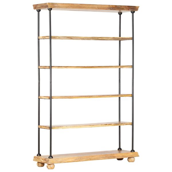 vidaXL Libreria a 5 Livelli 120x35x180cm in Massello di Mango e Acciaio
