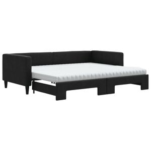 vidaXL Divano Letto Estraibile con Materassi Nero 90x190 cm in Tessuto