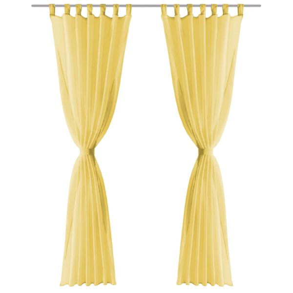 vidaXL 2 Pz Tende in Voile 140x175 cm Giallo