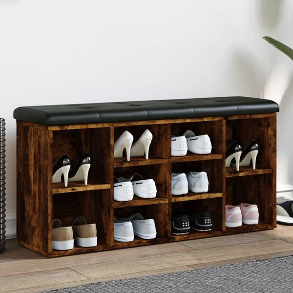 vidaXL Panca Porta Scarpe Rovere Fumo 102x32x50 cm Legno Multistrato