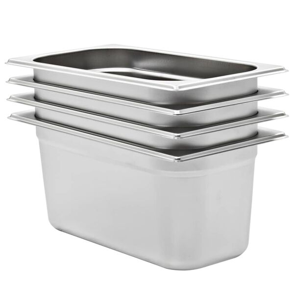 vidaXL Contenitori Gastronorm 4 pz GN 1/3 150 mm in Acciaio Inox