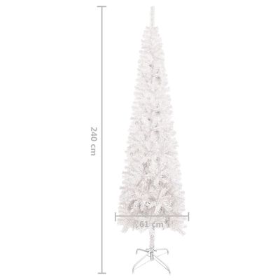 vidaXL Albero di Natale Sottile Preiluminato con Palline Bianco 240 cm