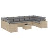 vidaXL Set Divani da Giardino 11 pz con Cuscini Beige in Polyrattan