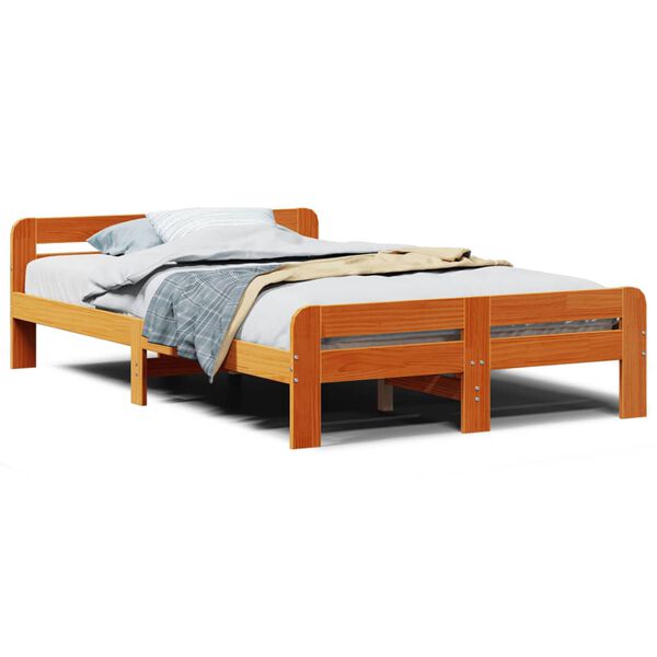 vidaXL Letto senza Materasso Marrone Cera 120x190 cm in Legno di Pino