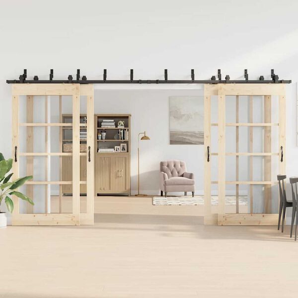 vidaXL Kit di Binari per Porte Scorrevoli 427 cm Acciaio Nero