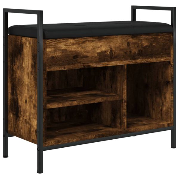 vidaXL Panca Porta Scarpe Rovere Fumo 65,5x32x57,5 cm