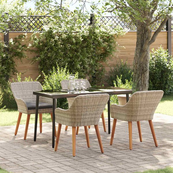 vidaXL Set da pranzo Grigio chiaro Poly Rattan
