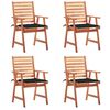 vidaXL Sedie da Pranzo da Esterni con Cuscini 4 pz Massello di Acacia