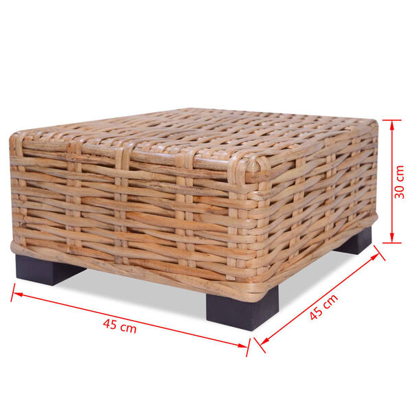 vidaXL Tavolino da Salotto in Rattan Naturale 45x45x30 cm