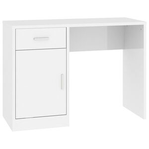 vidaXL Scrivania Cassetto Bianco Lucido 100x40x73cm Legno Multistrato