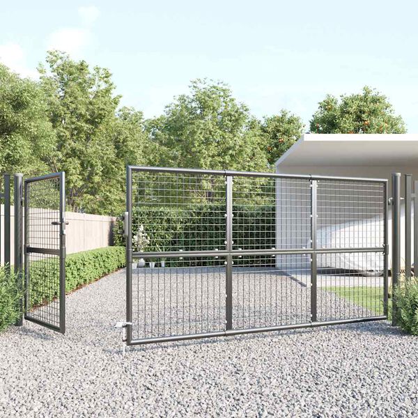 vidaXL Cancello da Giardino in Rete Antracite 350x125 cm in Acciaio Zincato