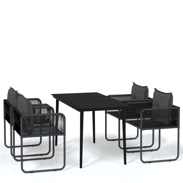 vidaXL Set da Pranzo da Giardino 5 pz Nero