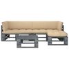 vidaXL Set Divani in Pallet con Cuscini 4 pz in Pino Impregnato Grigio