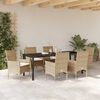 vidaXL Set da Pranzo per Giardino con cuscino 7 pcs Beige polyrattan