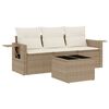 vidaXL Set Divano da Giardino 4 pz con Cuscini Beige in Polyrattan