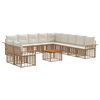 vidaXL Set di divani da esterno 12 pz 11-Posti Naturale e Bianco Crema