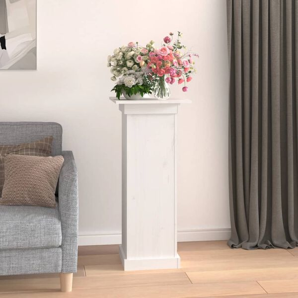 vidaXL Supporto per Fiori Bianco 40x40x90 cm in Legno Massello di Pino