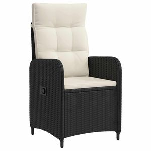 vidaXL Sedia da giardino reclinabile Nero e Bianco Crema
